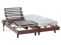 Lit électrique Relaxation Matelas Accueil Latex TYNDARE De DREAMEA - Cerisier - 2 X 80 X 200 Cm