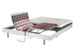 Lit électrique Relaxation Tout Plots Matelas Mémoire De Forme ATRIDE De DREAMEA - Moteurs OKIN - Blanc - 2 X 80 X 200 Cm