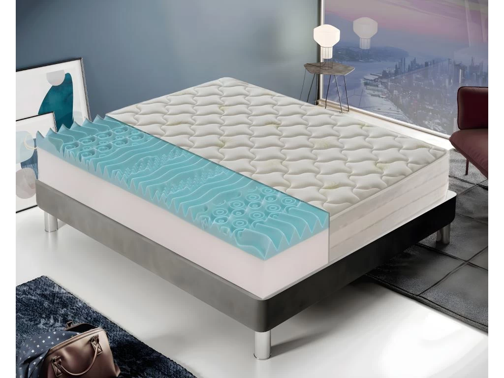 Matelas En Mousse à Mémoire De Forme - 9 Zones Différentes - Haut 25 Cm - Housse Amovible En Aloès 180x200 Cm 1 Matelas En Mousse à Mémoire De Forme - 9 Zones Différentes - Haut 25 Cm - Housse Amovible En Aloès 180x200 Cm