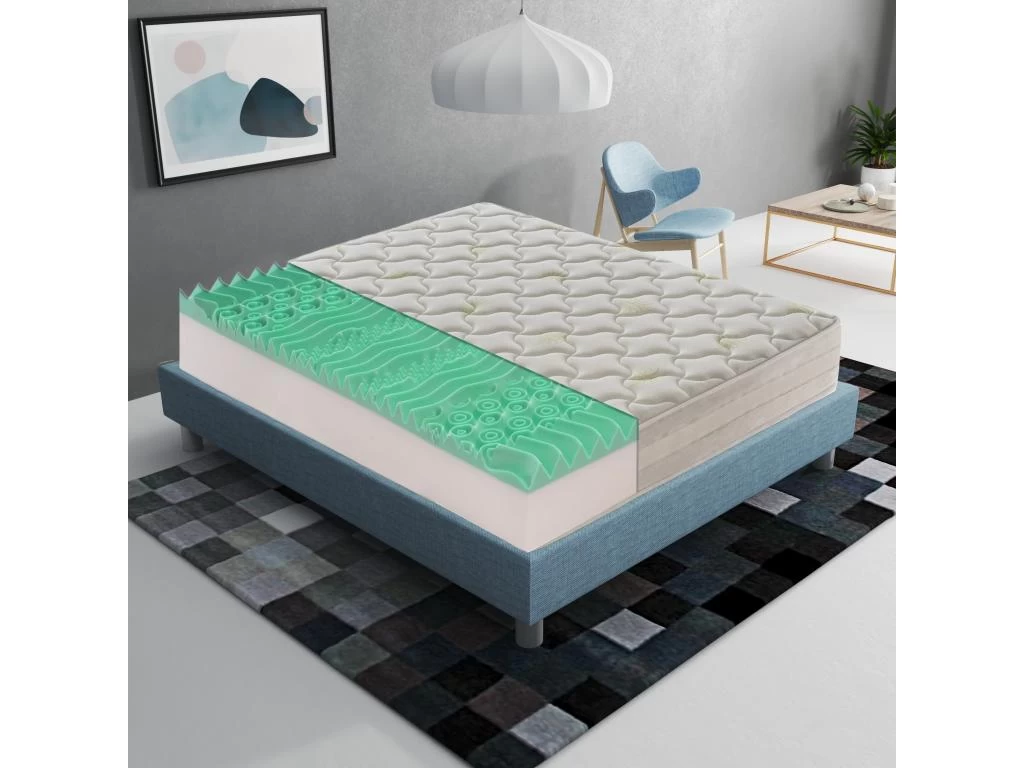 Matelas En Mousse Viscoélastique - 5 Cm De Mousse - 9 Zones De Confort - Hauteur 25 Cm 180x200 Cm 1 Matelas En Mousse Viscoélastique - 5 Cm De Mousse - 9 Zones De Confort - Hauteur 25 Cm 180x200 Cm
