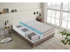 Matelas à Ressorts Ensachés Et à Mémoire De Forme - 9 Zones Différenciées - Déhoussable - Hauteur 25 Cm 140x200 Cm