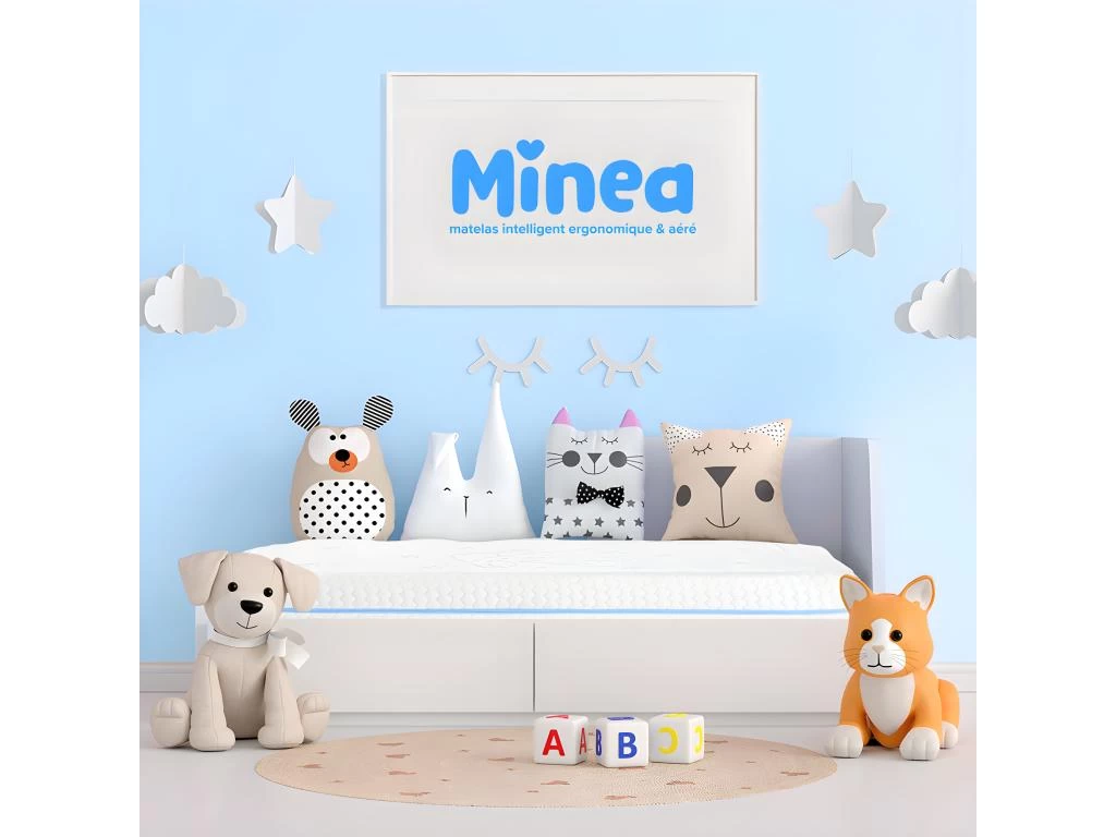 MINEA | Matelas SWEET DREAMS Bleu 70x140 Cm | Mousses Haute Densité & Supersoft 2 MINEA | Matelas SWEET DREAMS Bleu 70x140 Cm | Mousses Haute Densité & Supersoft – Image 2