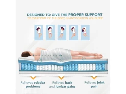 Matelas Double À Ressorts Ensachés 140x200cm Et Mousse À Mémoire De Forme - Housse Amovible -Magasin de lits matelas 18265937