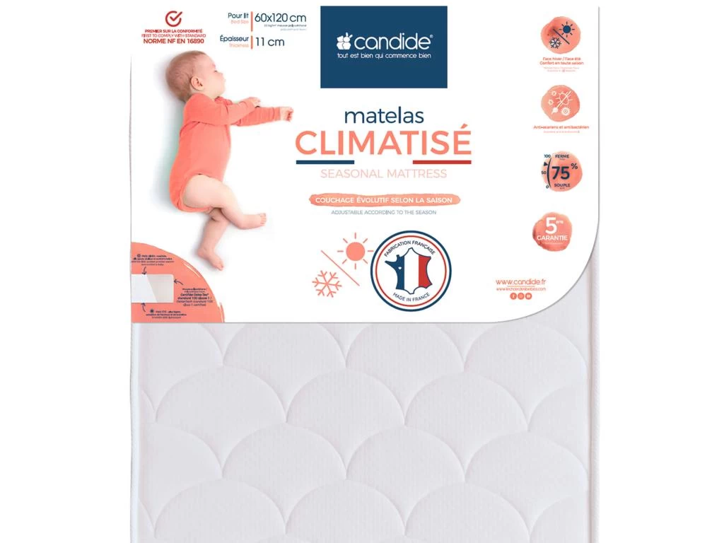 Matelas Bébé Face été/hiver CLIMATISE 60x120 3 Matelas Bébé Face été/hiver CLIMATISE 60x120 – Image 3