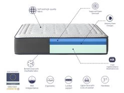 Matelas 200X200 OLYMPO, Epaisseur 30 CM, Moussee A Memoire, Ergonomique Et Respirant. Fermeté 3/5 Moyenne -Magasin de lits matelas 9031583