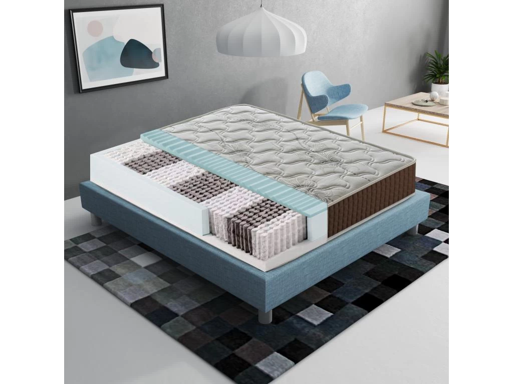 Matelas à Ressorts Ensachés Et Mousse à Mémoire - Hauteur 23 Cm 140x200 Cm 1 Matelas à Ressorts Ensachés Et Mousse à Mémoire - Hauteur 23 Cm 140x200 Cm