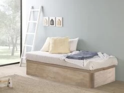 Sommier Coffre 90 X 190 Cm - Naturel Clair - HESTIA De DREAMEA PLAY -Magasin de lits sommier 10764897