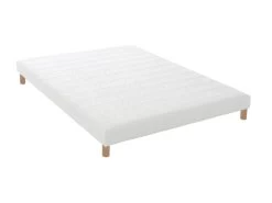 Sommier Tapissier à Lattes Blanc Made In France Dimensions - 160 X 200 Cm