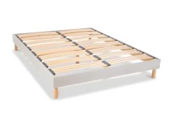 BELLECOUR LITERIE | Sommier à Lattes En Bois CAPITOLE 140x200 Cm | Coloris Gris Clair | Livré En Kit