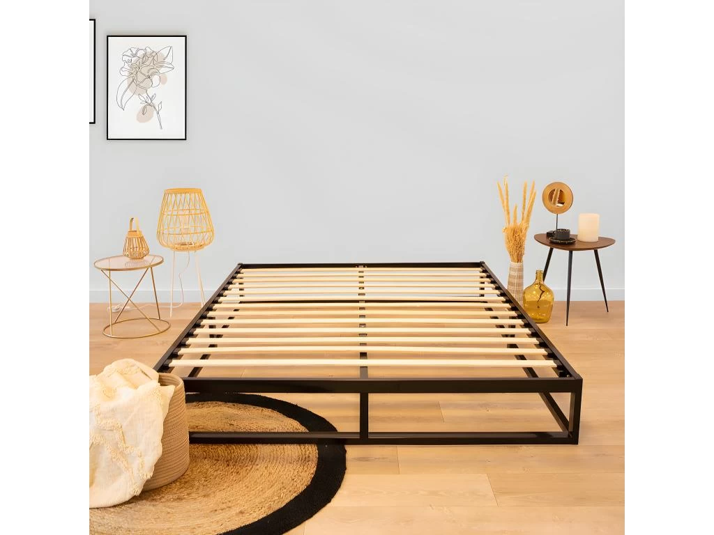 OLYMPE LITERIE | Sommier à Lattes En Métal LEONIDAS 140x190 Cm | Coloris Noir | Livré En Kit 2 OLYMPE LITERIE | Sommier à Lattes En Métal LEONIDAS 140x190 Cm | Coloris Noir | Livré En Kit – Image 2