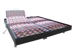 Sommier électrique De Relaxation 2x78 Plots Déco Bois Noir - 2 X 90 X 200 Cm - Moteurs OKIN - NAFURI De DREAMEA