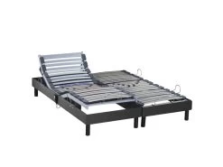 Sommier électrique De Relaxation Tout Lattes Tissu Anthracite 2x90x190
