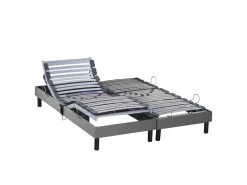 Sommier électrique De Relaxation Tout Lattes Tissu Gris Clair 2x80x200