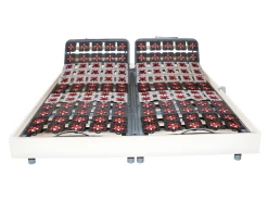 Sommier électrique De Relaxation 2x78 Plots Déco Bois Blanc - 2 X 90 X 200 Cm - Moteurs OKIN - NAFURI De DREAMEA -Magasin de lits sommier 197435 1