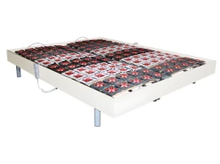 Sommier électrique De Relaxation 2x48 Plots Déco Bois Blanc - 2 X 70 X 190 Cm - Moteurs OKIN - NAFURI De DREAMEA -Magasin de lits sommier 197437