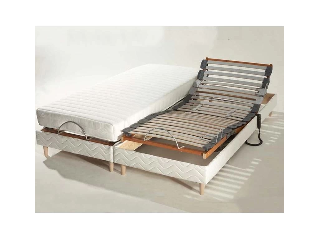 Lot De Sommiers Avec Réglage Fermeté Au Niveau Lombaire Dimensions - 2x80 X 200 Cm 2 Lot De Sommiers Avec Réglage Fermeté Au Niveau Lombaire Dimensions - 2x80 X 200 Cm – Image 2
