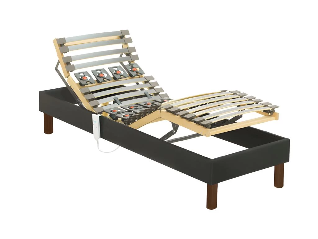 Sommier électrique De Relaxation Lattes Et Plots Tissu Gris Anthracite - 70 X 190 Cm - FORENZA De DREAMEA 1 Sommier électrique De Relaxation Lattes Et Plots Tissu Gris Anthracite - 70 X 190 Cm - FORENZA De DREAMEA