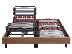 Sommier électrique De Relaxation Lattes Et 2x30 Plots Déco Bois Chêne Naturel - 2 X 90 X 200 Cm - Moteurs OKIN - CISERANO De DREAMEA -Magasin de lits sommier 237799 1
