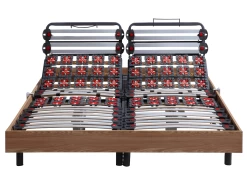 Sommier électrique De Relaxation Lattes Et 2x30 Plots Déco Bois Chêne Naturel - 2 X 90 X 200 Cm - Moteurs OKIN - CISERANO De DREAMEA -Magasin de lits sommier 237805 1