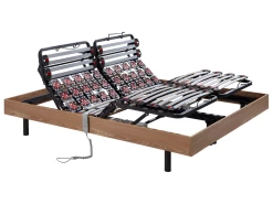Sommier électrique De Relaxation Lattes Et 2x25 Plots Déco Bois Chêne Naturel - 2 X 80 X 200 Cm - Moteurs OKIN - CISERANO De DREAMEA