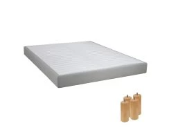 TAPIKIT - Sommier Tapissier Démontable 2x20 Lattes 160x200cm Lin + Pieds Bois 15cm