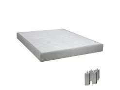 TAPIKIT - Sommier Tapissier Démontable 2x20 Lattes 140x190cm Lin + Pieds Carrés Argent 15cm