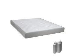 TAPIKIT - Sommier Tapissier Démontable 2x20 Lattes 160x200cm Lin + Pieds Argent 15cm