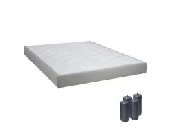 TAPIKIT - Sommier Tapissier Démontable 2x20 Lattes 160x200cm Lin + Pieds Anthracites 15cm
