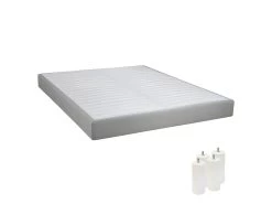 TAPIKIT - Sommier Tapissier Démontable 2x20 Lattes 140x190cm Lin + Pieds Blancs 15cm