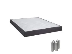 TAPIKIT - Sommier Tapissier Démontable 2x20 Lattes 160x200cm Anthracite + Pieds Argent 15cm