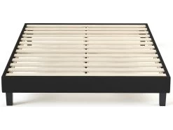 Sommier à Lattes 90x190 Tissu Déco Noir - Axel