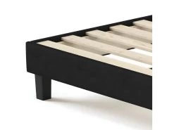 Sommier à Lattes 90x190 Tissu Déco Noir - Axel -Magasin de lits sommier 9010555