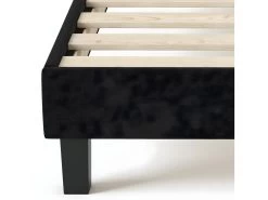 Sommier à Lattes 90x190 Tissu Déco Noir - Axel -Magasin de lits sommier 9010557