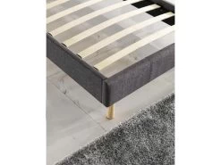 Sommier Dimension 90x190 Cm, Revêtement En Tissu Gris, Pieds En Bois -Magasin de lits sommier 9276623